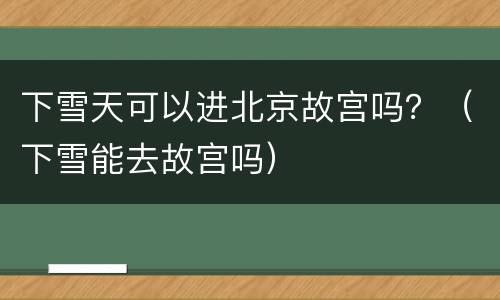 下雪天可以进北京故宫吗？（下雪能去故宫吗）