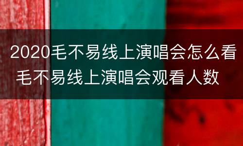 2020毛不易线上演唱会怎么看 毛不易线上演唱会观看人数
