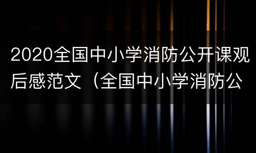 2020全国中小学消防公开课观后感范文（全国中小学消防公开课观后感300字）