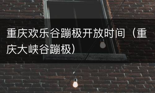 重庆欢乐谷蹦极开放时间（重庆大峡谷蹦极）