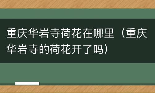 重庆华岩寺荷花在哪里（重庆华岩寺的荷花开了吗）