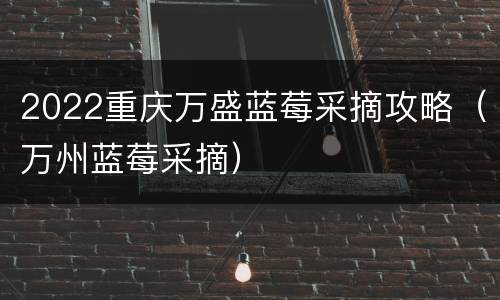 2022重庆万盛蓝莓采摘攻略（万州蓝莓采摘）