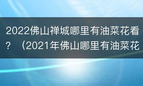 2022佛山禅城哪里有油菜花看？（2021年佛山哪里有油菜花看）