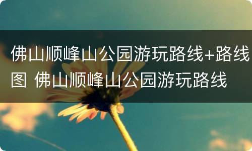 佛山顺峰山公园游玩路线+路线图 佛山顺峰山公园游玩路线 路线图高清