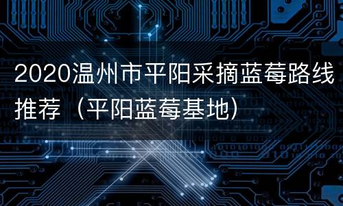 2020温州市平阳采摘蓝莓路线推荐（平阳蓝莓基地）