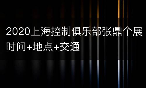 2020上海控制俱乐部张鼎个展时间+地点+交通