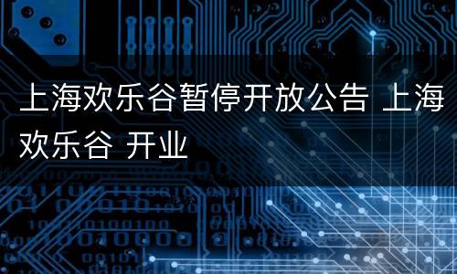 上海欢乐谷暂停开放公告 上海欢乐谷 开业