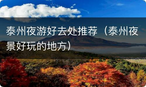泰州夜游好去处推荐（泰州夜景好玩的地方）