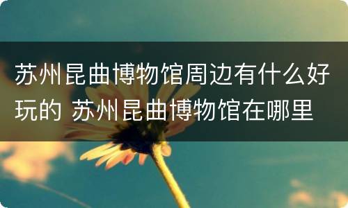 苏州昆曲博物馆周边有什么好玩的 苏州昆曲博物馆在哪里