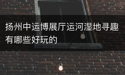 扬州中运博展厅运河湿地寻趣有哪些好玩的