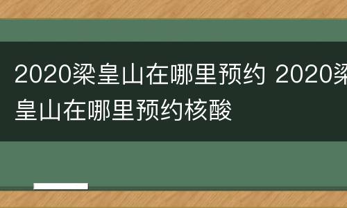 2020梁皇山在哪里预约 2020梁皇山在哪里预约核酸