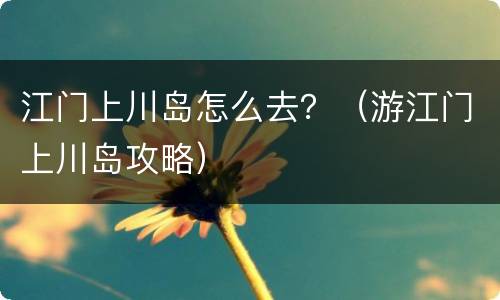 江门上川岛怎么去？（游江门上川岛攻略）