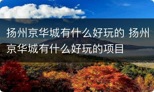 扬州京华城有什么好玩的 扬州京华城有什么好玩的项目