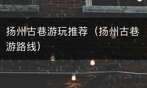 扬州古巷游玩推荐（扬州古巷游路线）