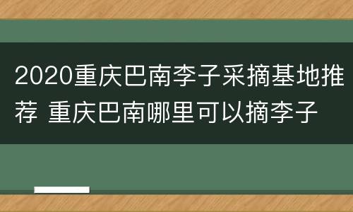 2020重庆巴南李子采摘基地推荐 重庆巴南哪里可以摘李子