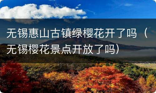无锡惠山古镇绿樱花开了吗（无锡樱花景点开放了吗）