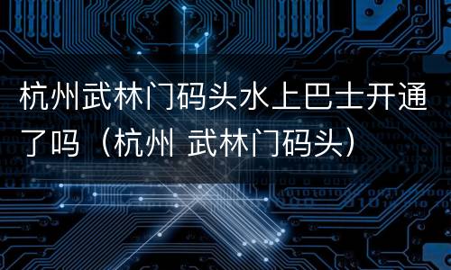 杭州武林门码头水上巴士开通了吗（杭州 武林门码头）