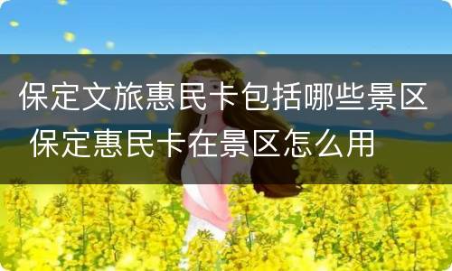 保定文旅惠民卡包括哪些景区 保定惠民卡在景区怎么用