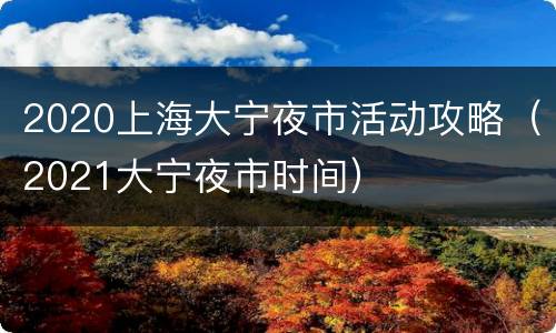 2020上海大宁夜市活动攻略（2021大宁夜市时间）