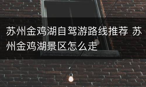 苏州金鸡湖自驾游路线推荐 苏州金鸡湖景区怎么走