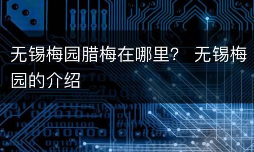 无锡梅园腊梅在哪里？ 无锡梅园的介绍
