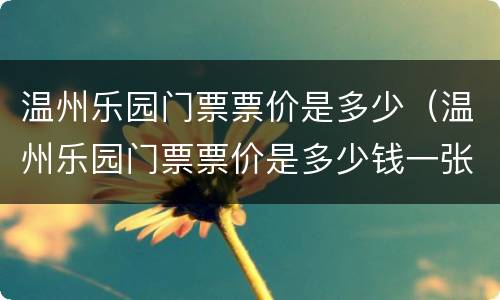 温州乐园门票票价是多少（温州乐园门票票价是多少钱一张）
