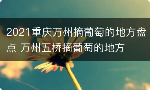 2021重庆万州摘葡萄的地方盘点 万州五桥摘葡萄的地方