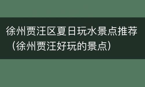 徐州贾汪区夏日玩水景点推荐（徐州贾汪好玩的景点）