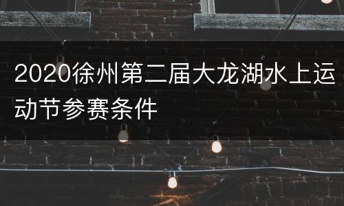 2020徐州第二届大龙湖水上运动节参赛条件
