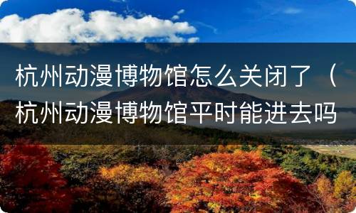 杭州动漫博物馆怎么关闭了（杭州动漫博物馆平时能进去吗）