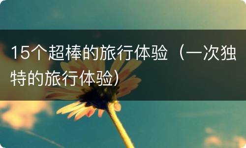 15个超棒的旅行体验（一次独特的旅行体验）