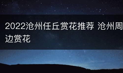 2022沧州任丘赏花推荐 沧州周边赏花