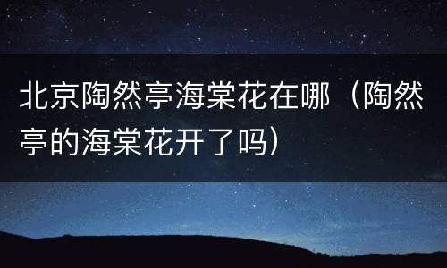 北京陶然亭海棠花在哪（陶然亭的海棠花开了吗）