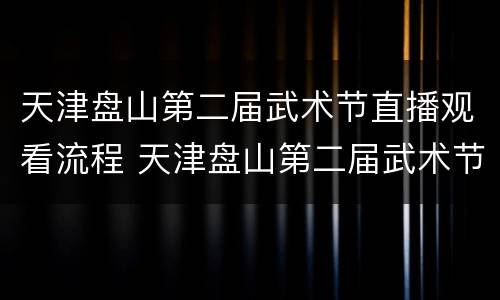 天津盘山第二届武术节直播观看流程 天津盘山第二届武术节直播观看流程视频