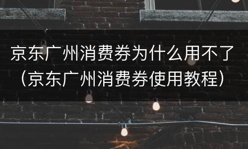 京东广州消费券为什么用不了（京东广州消费券使用教程）