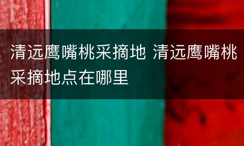 清远鹰嘴桃采摘地 清远鹰嘴桃采摘地点在哪里