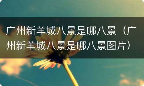 广州新羊城八景是哪八景（广州新羊城八景是哪八景图片）