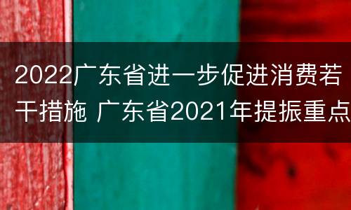 2022广东省进一步促进消费若干措施 广东省2021年提振重点消费的若干措施