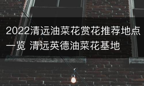2022清远油菜花赏花推荐地点一览 清远英德油菜花基地