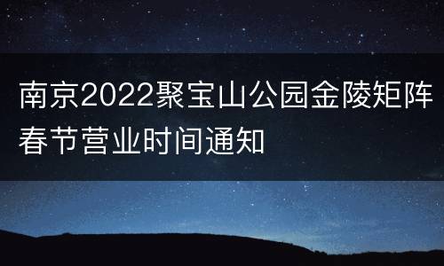南京2022聚宝山公园金陵矩阵春节营业时间通知