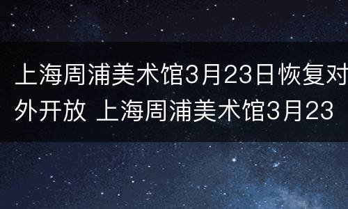 上海周浦美术馆3月23日恢复对外开放 上海周浦美术馆3月23日恢复对外开放吗