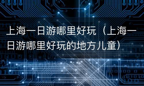 上海一日游哪里好玩（上海一日游哪里好玩的地方儿童）