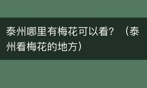 泰州哪里有梅花可以看？（泰州看梅花的地方）