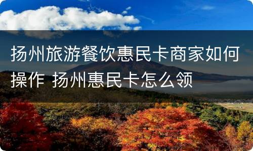 扬州旅游餐饮惠民卡商家如何操作 扬州惠民卡怎么领