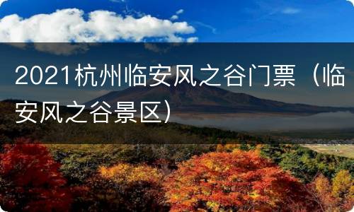 2021杭州临安风之谷门票（临安风之谷景区）