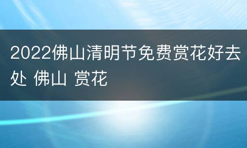 2022佛山清明节免费赏花好去处 佛山 赏花