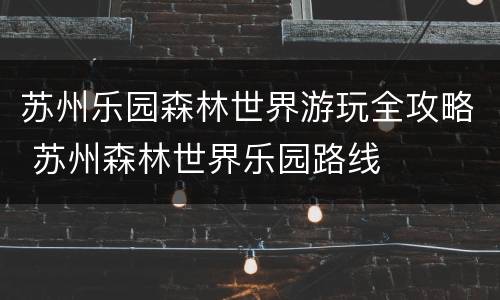 苏州乐园森林世界游玩全攻略 苏州森林世界乐园路线