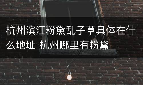 杭州滨江粉黛乱子草具体在什么地址 杭州哪里有粉黛