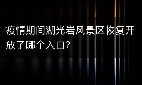 疫情期间湖光岩风景区恢复开放了哪个入口？