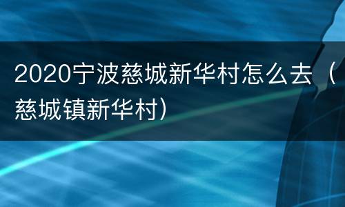 2020宁波慈城新华村怎么去（慈城镇新华村）
